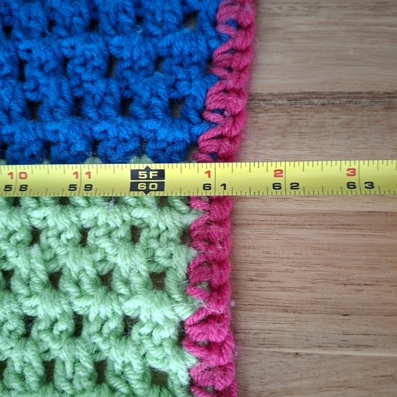 Vintage Handmade Crocheted Heavy Striped Blanket Multicolor Artcraf Blanket - Picture 12 of 12